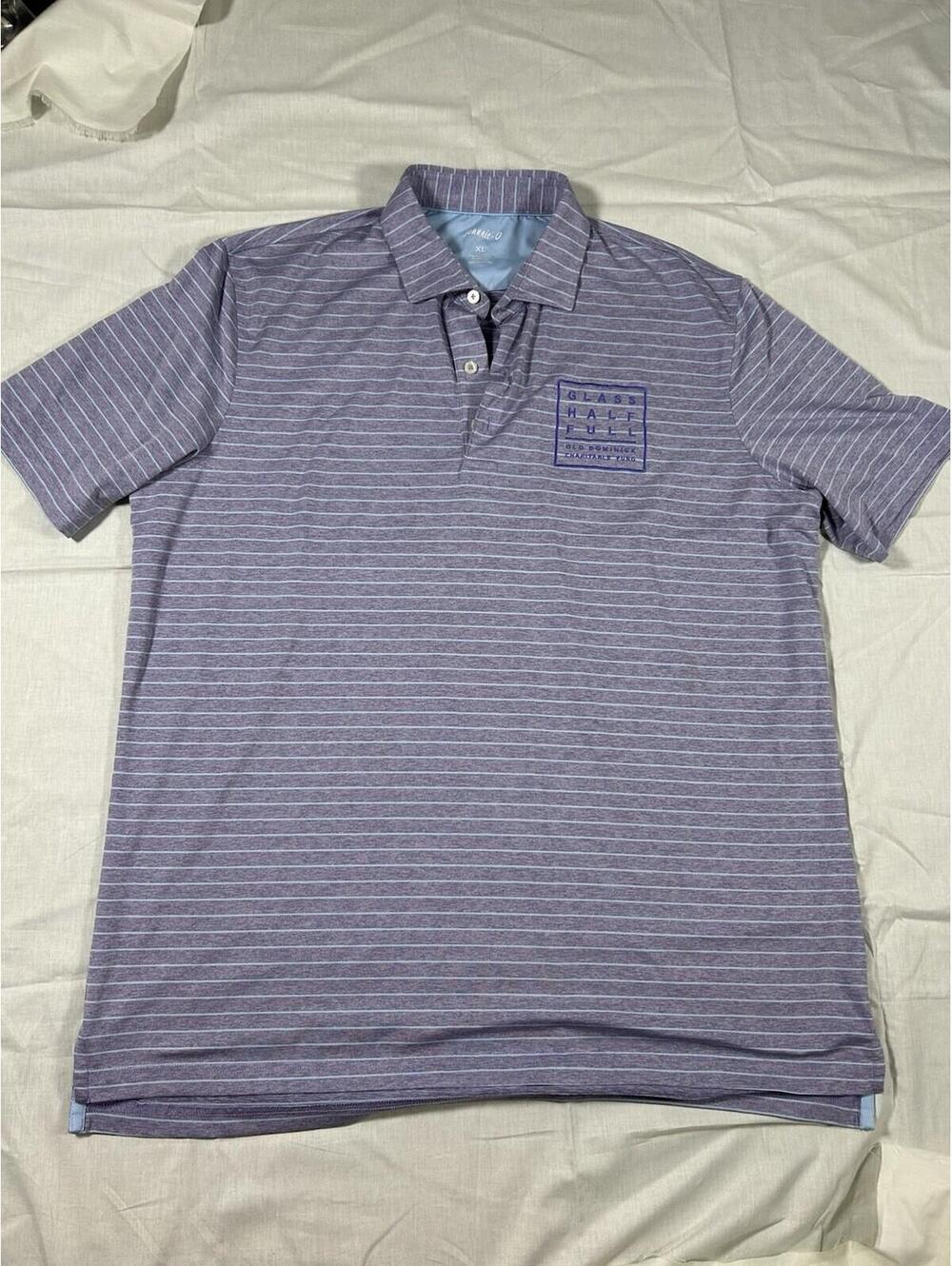 Johnnie O Polo Mens XL Golf Stretch Purple Blue Stripe Athletic Memphis Half Ful